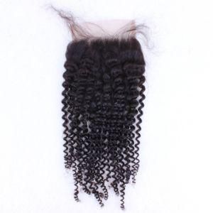 Natural Color 4*4 Malaysian Hair Kinky Curly Lace Closure