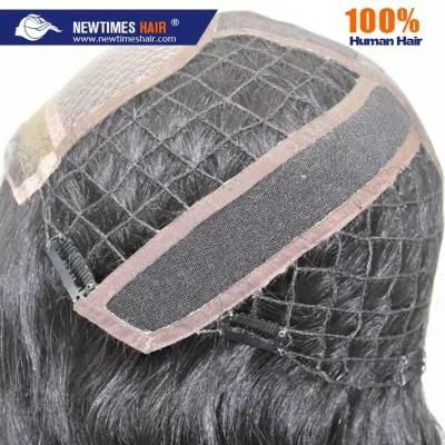 Custom Ladies Silk Top, Mono Crown and French Lace Front PE Line Hair Integration System