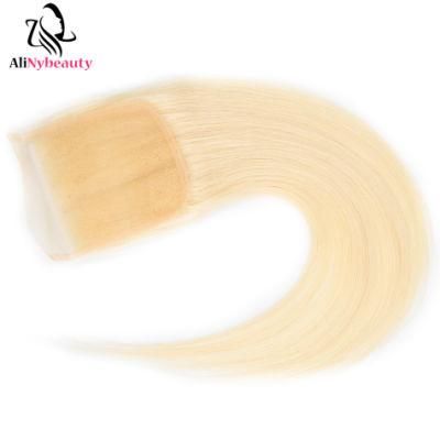 100% Brazilian Human Hair Straight Blonde 4X4 Lace 613 Hair Closure