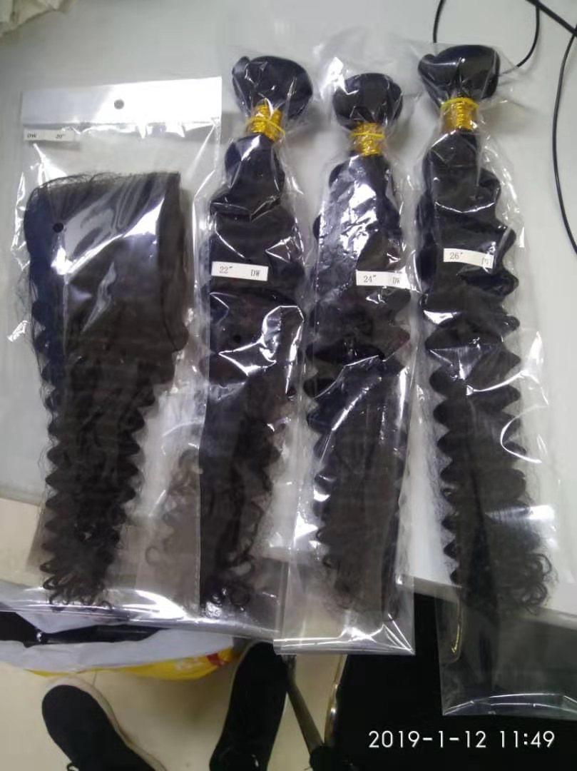 4X4 Straight Brazilian Natural Human Virgin Hair Weave Lace Bundle with Closure