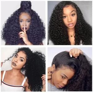 Wholesale Pre Plucked 180% Density Lace Human Hair Deep Curly 360 Lace Wig