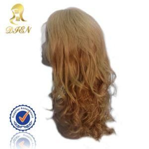 Long Synthetic Hair Body Weave Women Wigs Machine Made Cheap Price Fashion Wig Light Brown Color