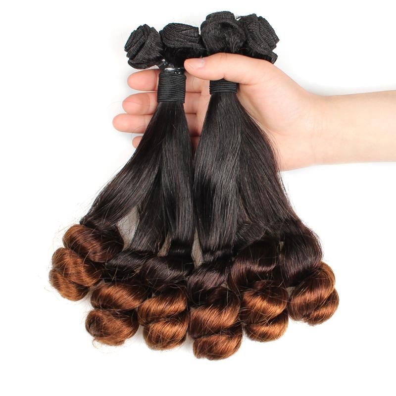 Double Drawn Remy Hair Ombre T4 Straight Curly Human Hair Extensions