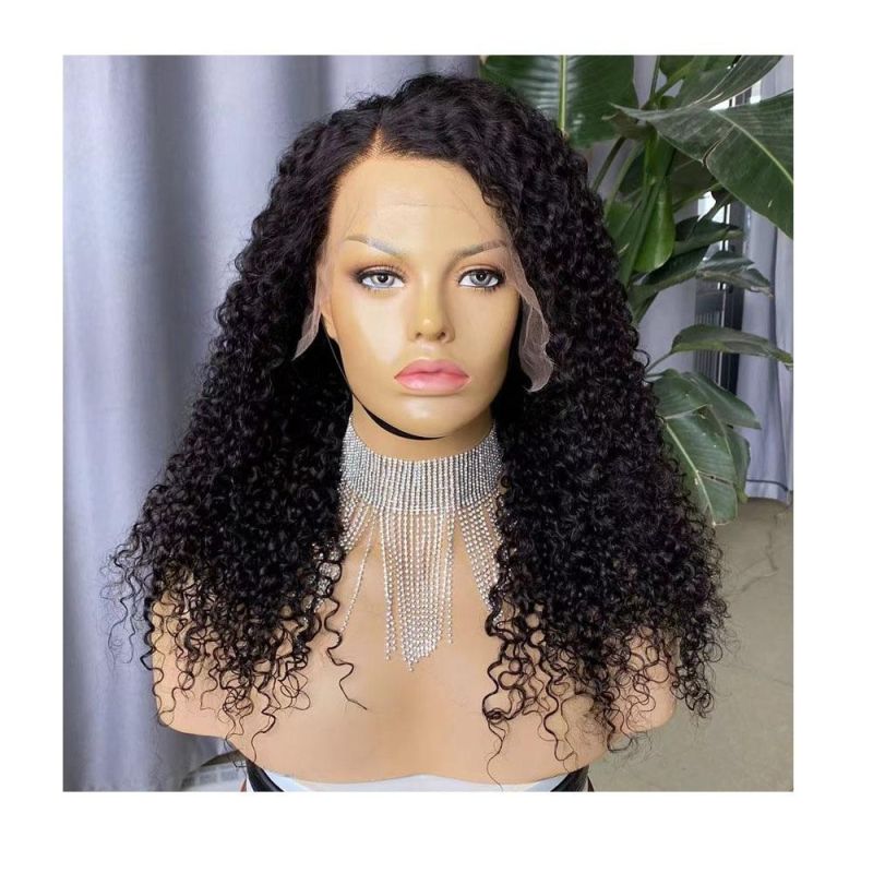 100% Human Hair Curly HD Lace Frontal Wig Brazilian Hair Transparent Swiss Lace Natural Black Short 1 Piece 10A Grade