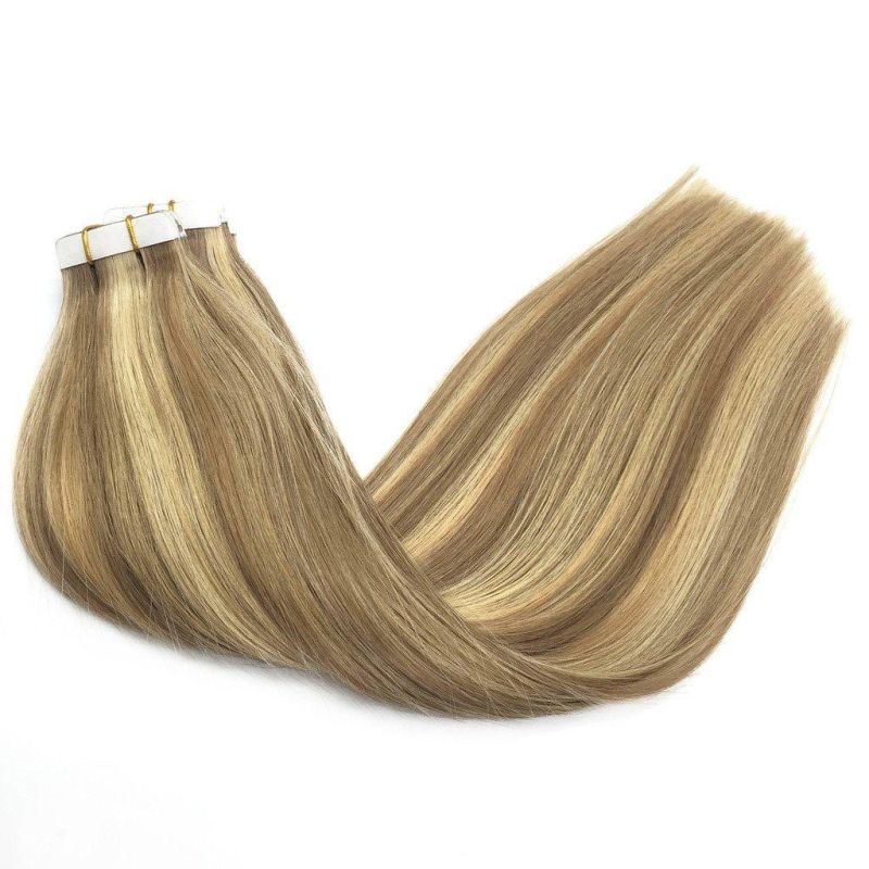 24inch 50g 20PCS Tape in Human Hair Extensions Ombre Light Blonde Mixed Golden Blonde Remy Hair Extensions Tape in Straight Hair