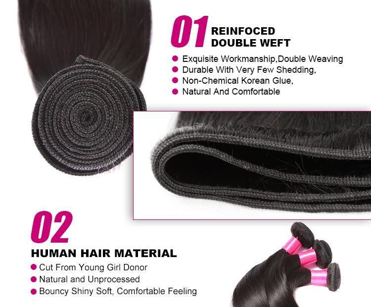 100% Virgin Human Hair Extension, Malaysian Straight Hair Weave Bundles