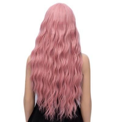 Pink Wig Long Fluffy Curly Wavy Hair Wigs for Girl Heat Friendly Synthetic Wigs