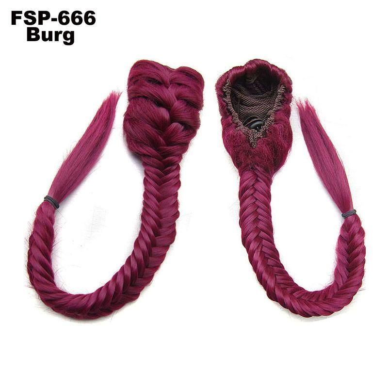 Synthetic High Temperature Fiber Plait Clip in Hair Piece Bangs