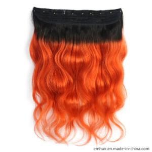 100% Natural Brazilian Human Hair Popular Tangle Free 1b/Orange Body Wave Clip in Hair Extension