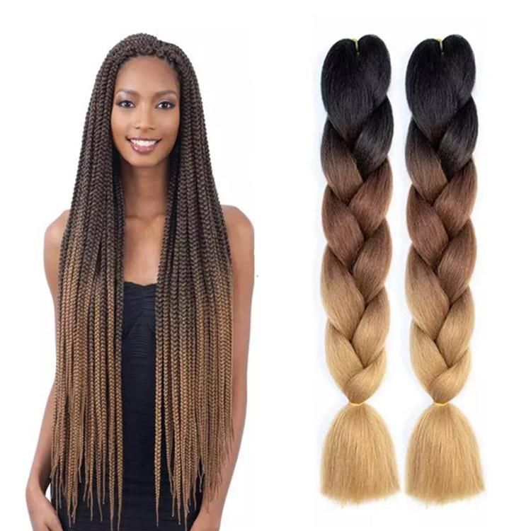 Kbeth Ombre Hair Extensions 2021 Fashion Women′ S Braided Weave Cheap Price Synthetic Beautiful 24 Inch Custom Accept Braiding Extension Wholesale