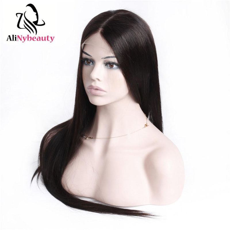 Alinybeauty 100% Virgin Natural Straight Human Hair Full Lace Wig
