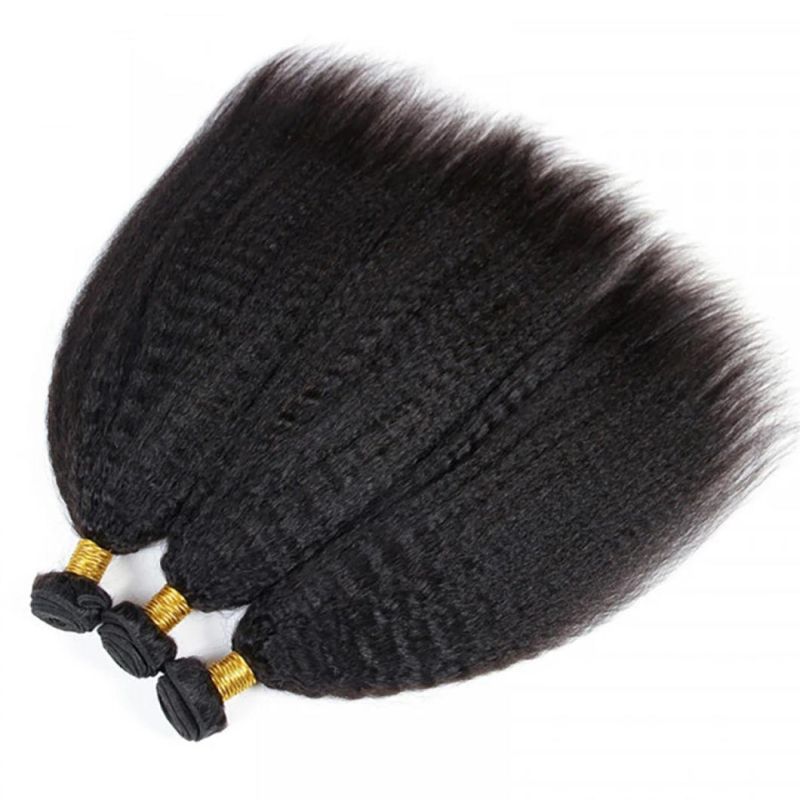 Peruvian Kinky Straight Hair Bundles Bundles 10-30 Inch 100% Human Hair Extensions Remy Hair Yaki Straight Bundles