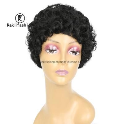 for Black Women Afro Black Short Curly Cut Heat Resistant Fiber Wig