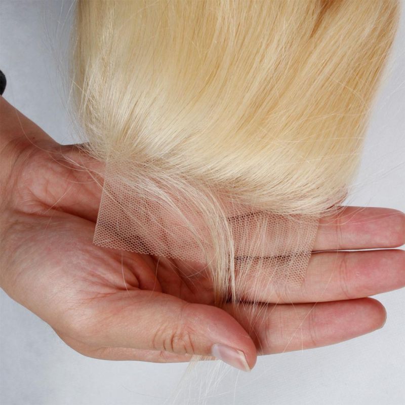 Wholesale Brazilian Straight Human Hair Bundles with Closure 613 Blonde Bundles with Closure Remy Human Hair Weave Extenstions 10-26 Inch Bundle