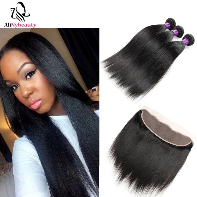 Alinybeauty Wholesale Brazilian Virgin Human Hair Bundles with Lace Frontal