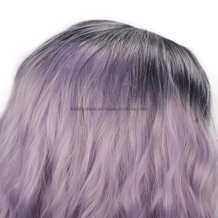 Kakiifahion Hair Synthetic Ombre Purple Natural Wave Short Bob Wigs High Temperature Fiber Short Bob Wigs for Women