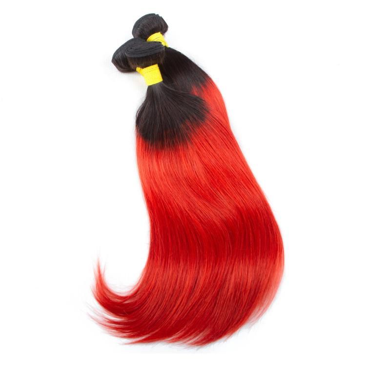 Brazilian Ombre Human Hair Bundles Straight Hair Extension #T1b/Red