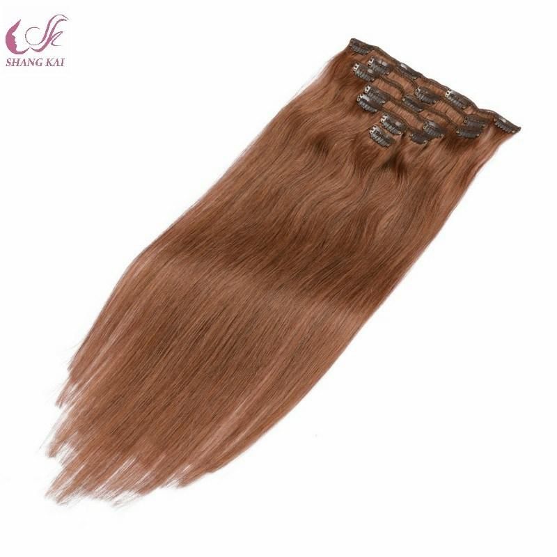 7PCS Double Weft Double Drawn Clip in Remy Human Hair Extensions for White Women