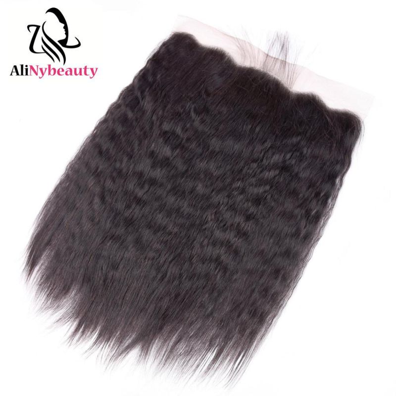 Alinybeauty Kinky Straight Virgin Brazilian Hair Lace Frontal Closure