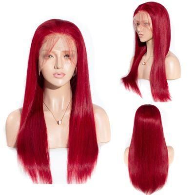 Wholesale Red 13X6 Lace Front Wig Straight Virgin Human Hair Wigs 200d