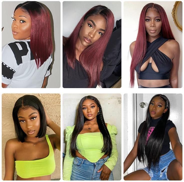Burgundy Straight Human Hair Wigs Colored 99j Lace Wigs