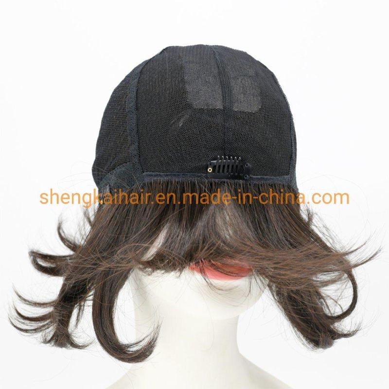 Wholesale Good Quality Handtied Human Hair Synthetic Hair Mix Wig Hair for Ladies 556