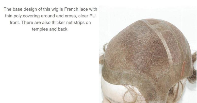 French Lace for Comfort - PU for Hidden Hair Line - Natural Finish - Real Human Hair with Thick Strips Men′s Full Cap Wigs