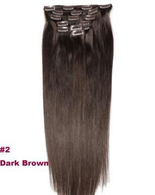 12&quot; -24&quot; Machine Made Clip in Remy Brazilian Hair 7PCS Set Clips in 100% Straight Human Hair Extensions Full Head