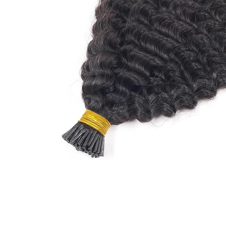 Kaki Hair Wholesale Indian Cuticle Aligned I Tip 3A Curly Hair for Black Woman I Tip Hair Extensions Human Hair