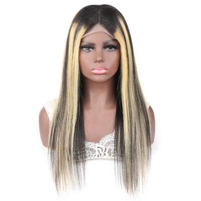 4X4 Lace Frontal Wig Silky Straight Ombre Human Hair Wigs #1b/613