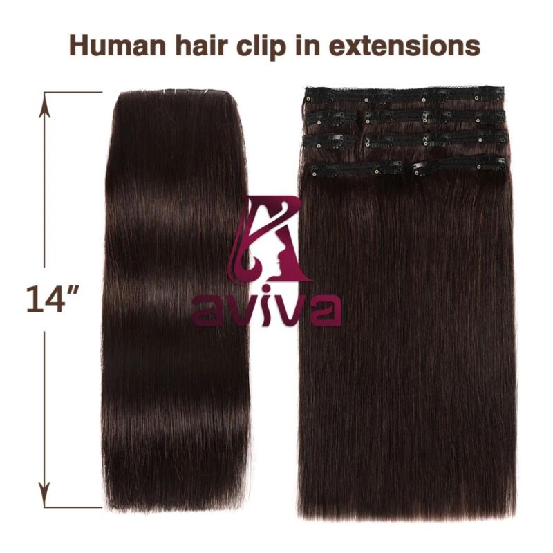 100% Remy Human Hair Clip in Hair Extension 7PCS for Full Head (AV-CHL07-14-2)