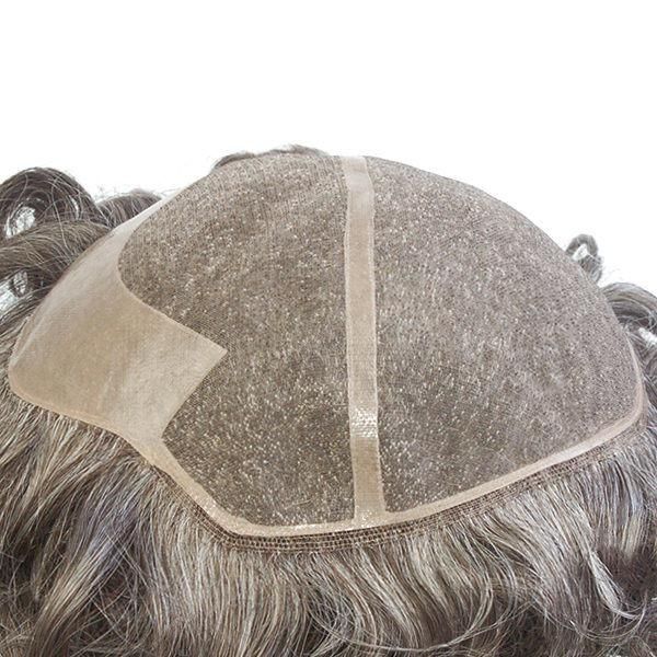 Lw644: Human Hair Custom Made Mono Base Curly Grey Brazilian Hair