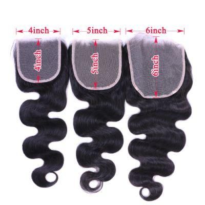 Body Wave Human Hair Lace Closure 4X4 5X5 6X6 Free Part Pre Plucked Brazilian Swiss Lace Closure Remy Hair