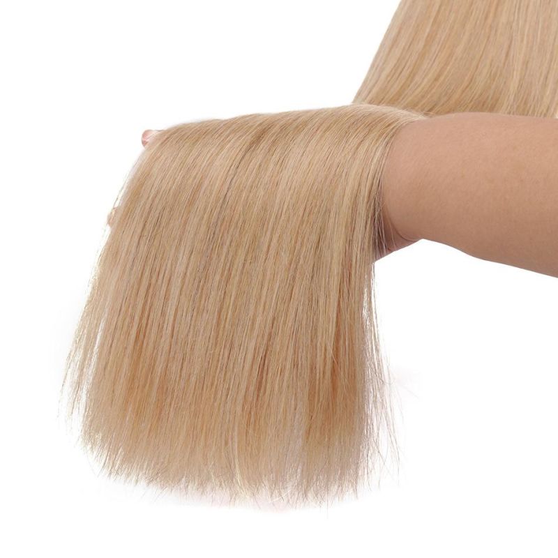 27 Tape in Human Hair Extensions Brazilian Remy Straight on Adhesive Invisible PU Weft Platinum Blonde Color 20PCS/Set