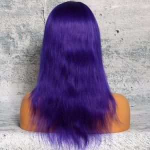 Factory Sales Promotion Halloween 100 Virgin Human Hair Straight Purple Hair Full Lace Wig