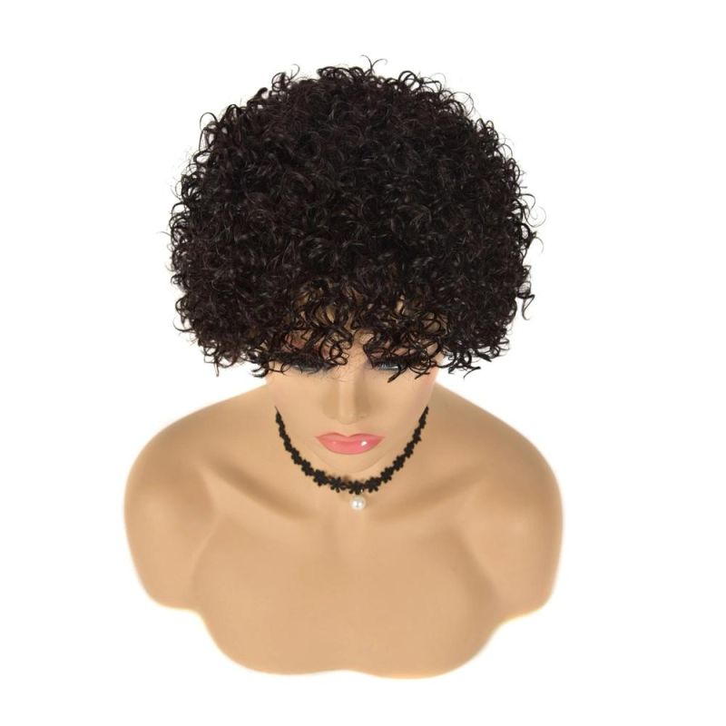 Kbeth No Lace Machine Made Kinky Curly Bob Wig for Ladies Fashion 8 Inch Sexy Remy Human Hair Bouncy Short Cheap Price Wigs From China Factory