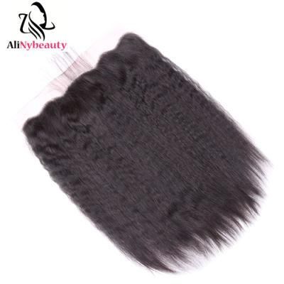 Alinybeauty Kinky Straight Virgin Brazilian Hair Lace Frontal Closure