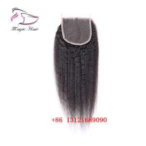 Brazilian Kinky Straight Hair Lace Closure 4*4 Remy Human Hair Bleached Knots