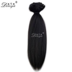 Full Head Yaki Straight Natural Black Synthetic Clip in Extension