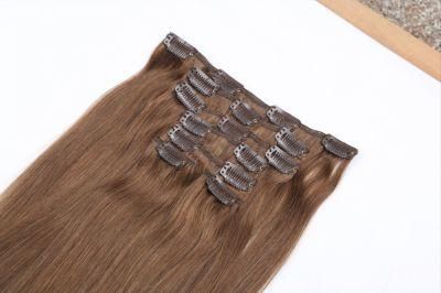 Brazilian Remy Straight Hair Clip in Human Hair Extensions Natural Color 8 Pieces/Set Full Head Sets 120g Ship Free