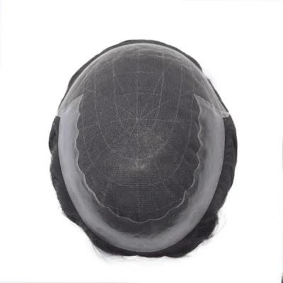 French Lace with Thin Clear PU on Sides and Back Luxury Men&prime;s Toupee