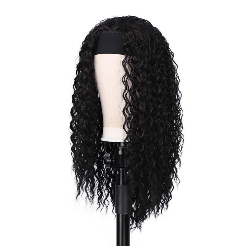 24 Inch Synthetic Body Wave Cheap Black Women Headband Wigs