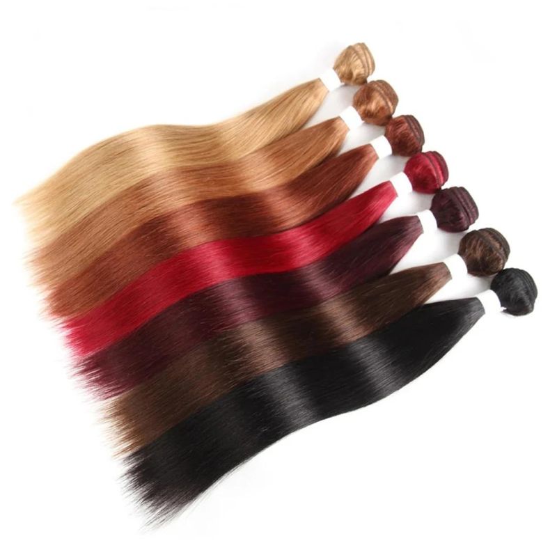 Brazilian Straight Hair Bundles Burgundy Red Blonde Brown Color Remy Human Hair Weaving Bundles Extensions