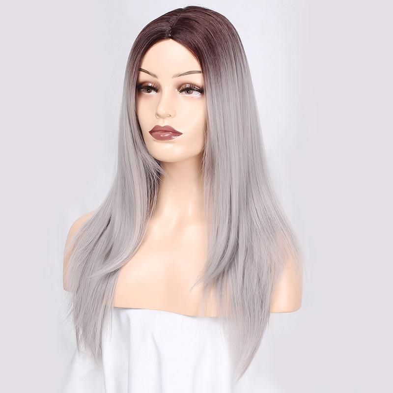 Cheapest Price Synthetic Wigs for Black Women Good Quality Cosplay Long Straight Ombre Grey