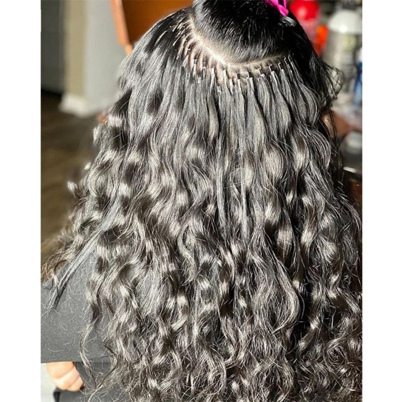 Body Wave I Tip Microlinks Brazilian Human Hair Extensions for Women Natural Black 8-30 Inches Bundles Brazilian Virgin Bulk Hair