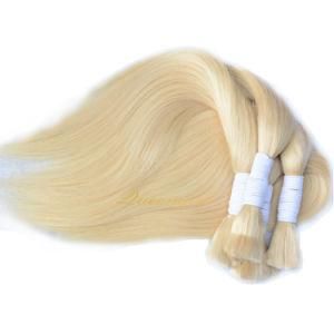 Double Drawn Virgin Blonde Remy Straight European Braiding Human Hair Bulk