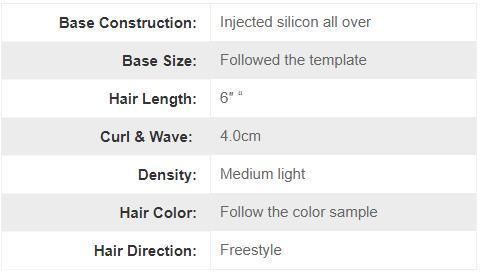Injected Silicone Base with Natural Look and Top Quality Hair Replacement Systems