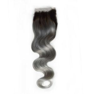 Hot Selling Cheap Price Body Wave Brazilian Hair T1b Silver Human Hair Full Lace Closure
