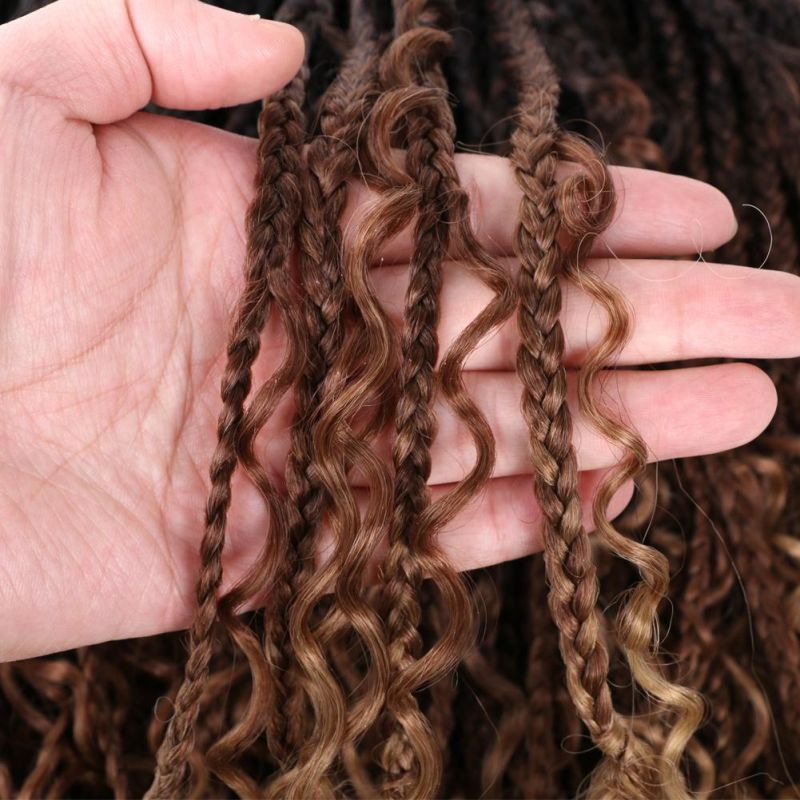 22 Inch Goddess Box Braids Crochet Hair with Curly Ends Pre-Looped Synthetic Braiding Bohemian River Locs for Black Women