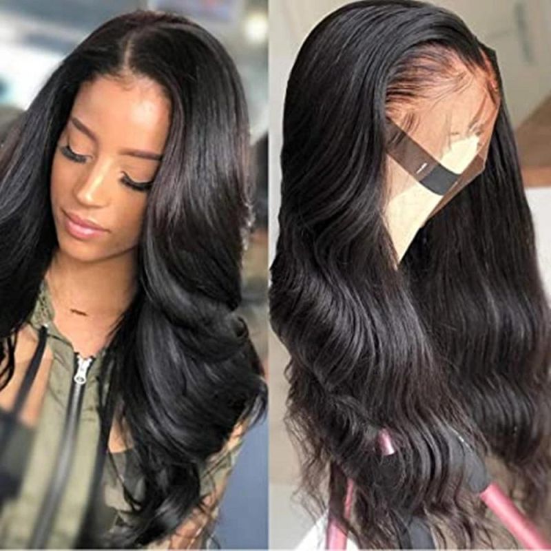 Body Wave Human Hair Wigs 150% Density Brazilian Human Hair Glueless Lace Front Wigs for Women Black Pre Plucked Unprocessed 10A Virgin Hair Wig 28 Inch